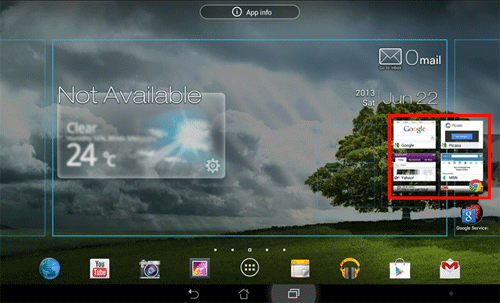 Android Bookmarks, Position on Home Screen